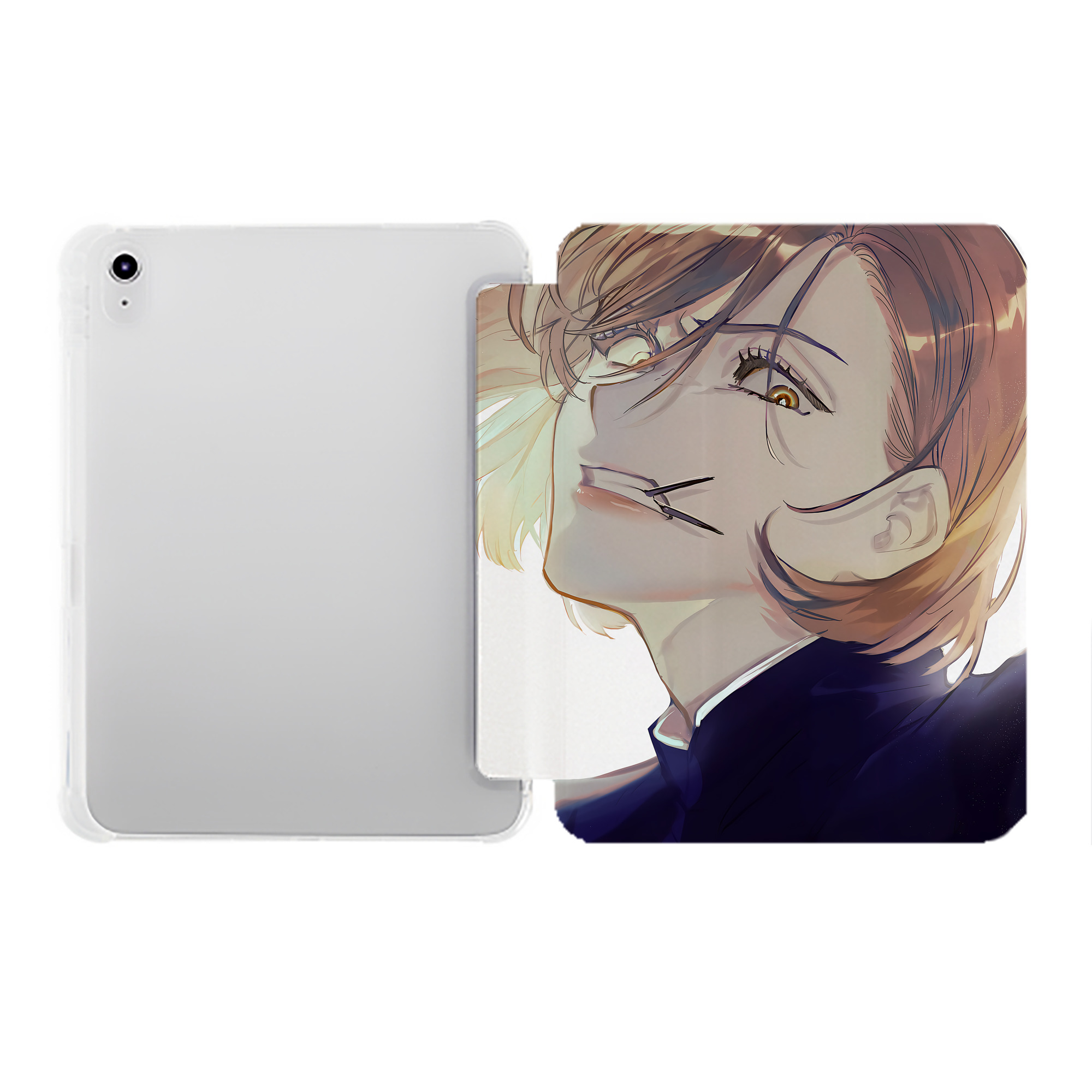 （画像用） 呪術廻戦 Jujutsu Kaisen IPad ケース ペン収納付き 三つ折りスタンド PUレザー×シリコン 対応機種9.5/10.5/10.9インチ